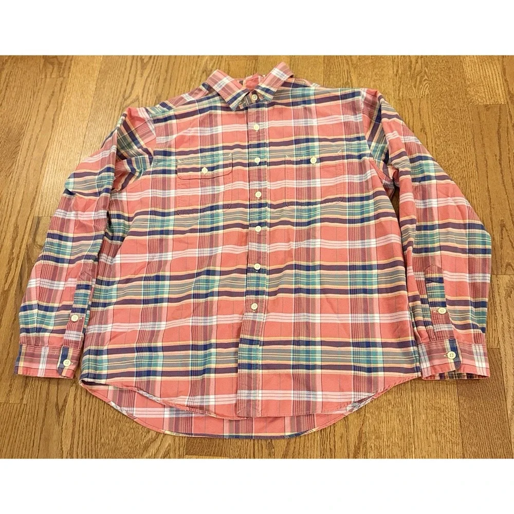 Polo Ralph Lauren Men's Long Sleeve Button-down XL Pink Shirt Plaid Pockets Work